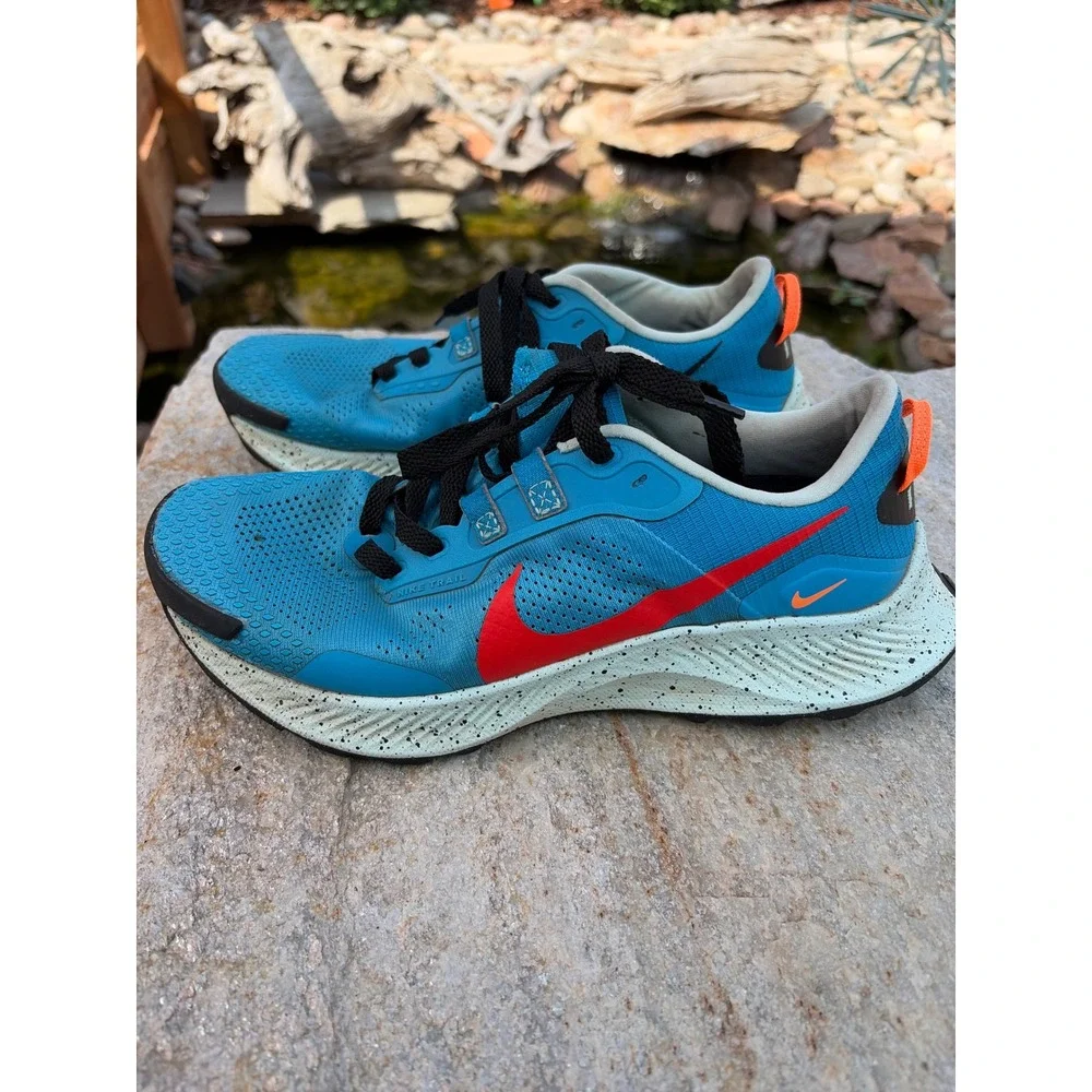 Nike Pegasus Trail 3 Mens Blue Orange Running Shoes DA8697-400 Size 9